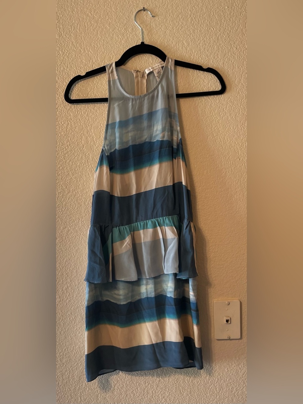 WOW! Charlotte Ronson peplum beach print mini dress sz 4 $450 100% silk Summer